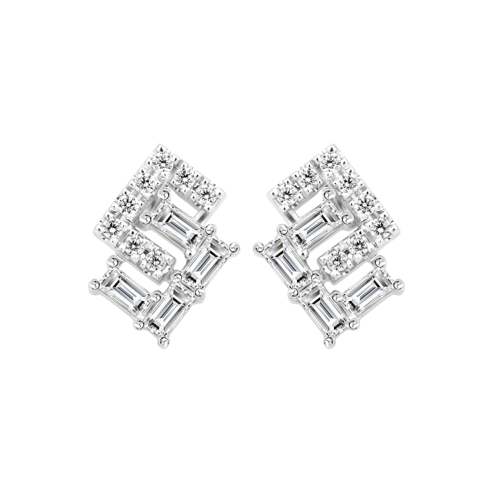 Hoa tai đính đá CZ vàng 14K Poeting