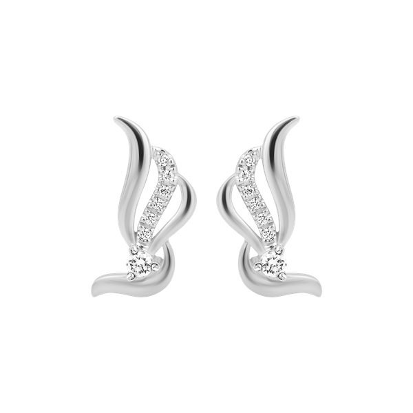 Hoa tai kim cương viên vàng 14K Affix