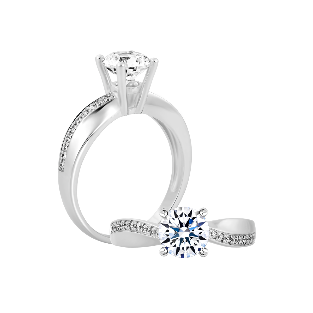 Nhẫn nữ kim cương tấm vàng 14K Benny N 1CT