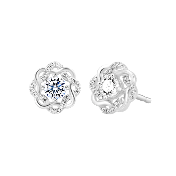 Hoa tai kim cương viên vàng 14K Chumming GIA 2C GVER0111169