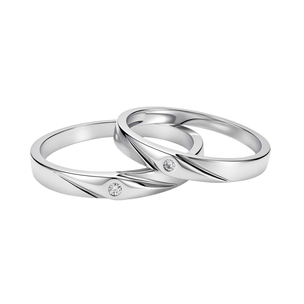Nhẫn cưới nữ kim cương viên vàng 14K Attachful F