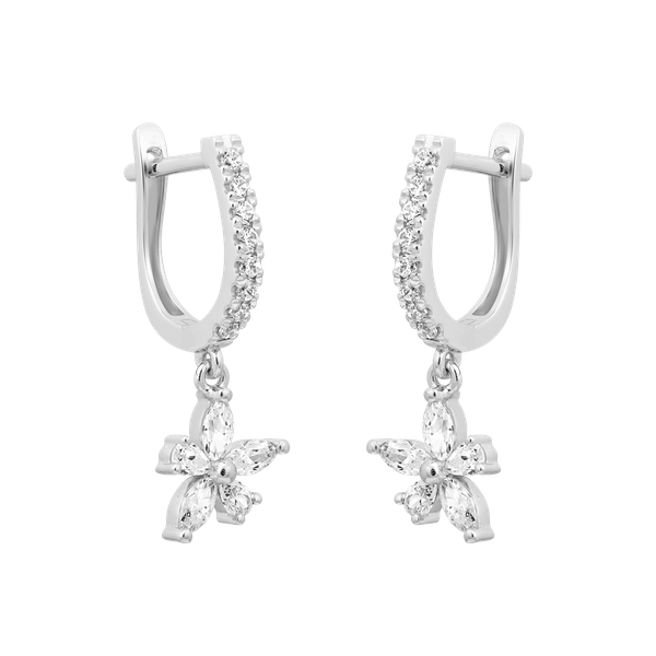 Hoa tai đính đá CZ vàng 18K Catchy