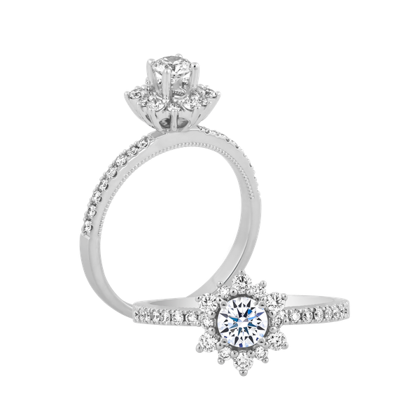 Nhẫn nữ kim cương 8 Hearts & Arrows vàng 14K Emma H&A 2C