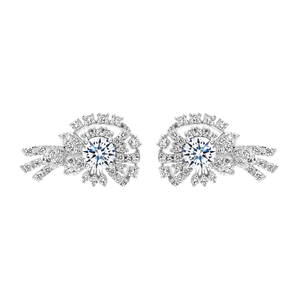 Hoa tai kim cương tấm vàng 14K Phoenix 2C