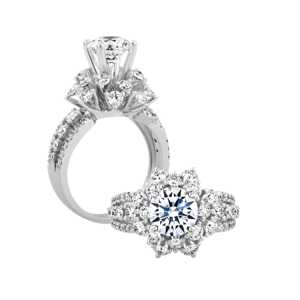 Ổ nhẫn nữ kim cương tấm vàng 18K Flourishing 1.5CT