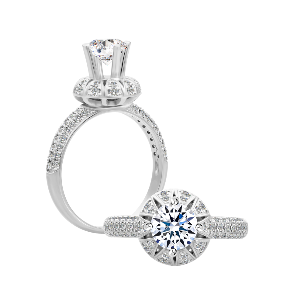 Ổ nhẫn nữ kim cương tấm vàng 14K Perfective 1CT