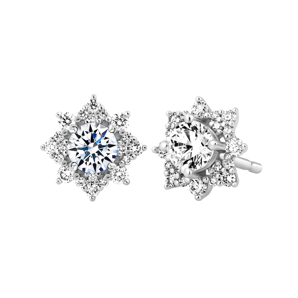 Hoa tai kim cương tấm vàng 14K Brilliance 3C