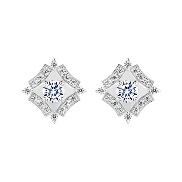 Hoa tai đính đá CZ vàng 14K Plain N 2C