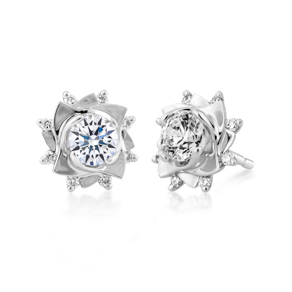 Hoa tai kim cương 8 Hearts & Arrows vàng 14K Jasmine S H&A 2C