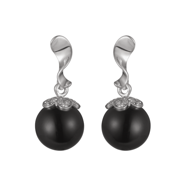 Hoa tai đính đá Onyx vàng 10K Eleganate Ony