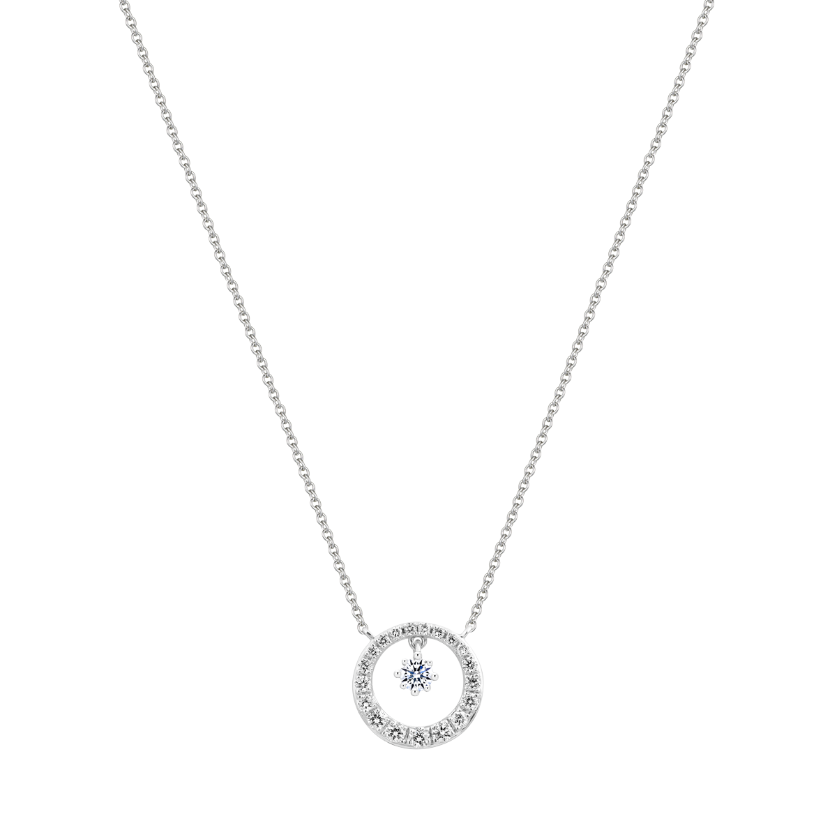 Dây liền mặt kim cương viên vàng 14K Jena A144 TD