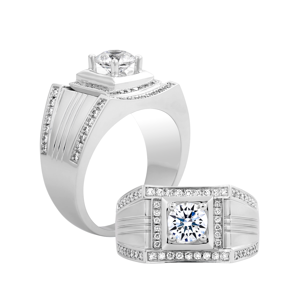 Nhẫn nam kim cương tấm vàng 14K RX450 1CT W GVRG0234708