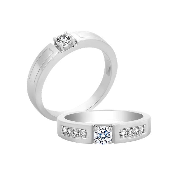 Nhẫn cưới nữ kim cương tấm vàng 14K Carolina 2C F