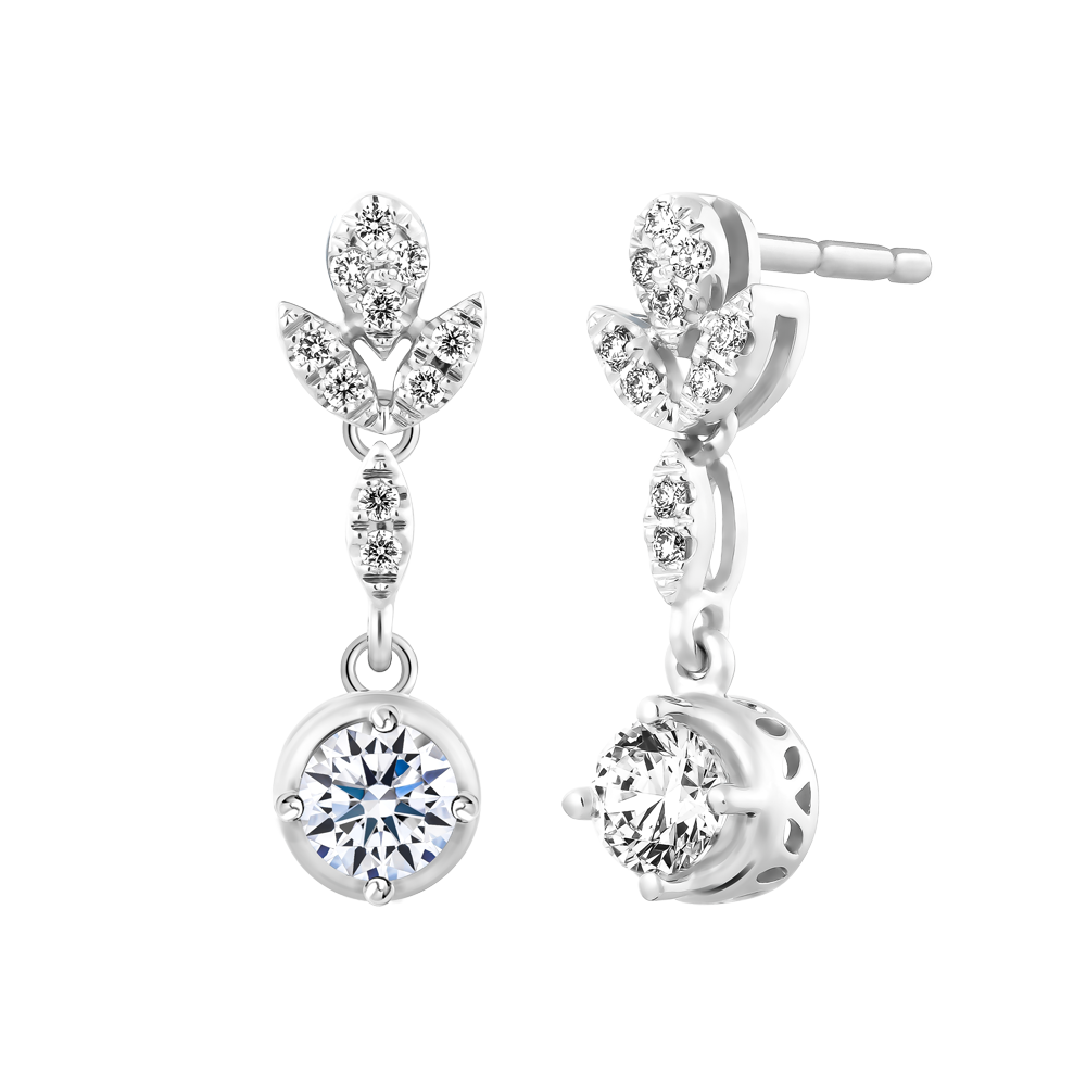 Hoa tai kim cương tấm vàng 14K Elani 3C