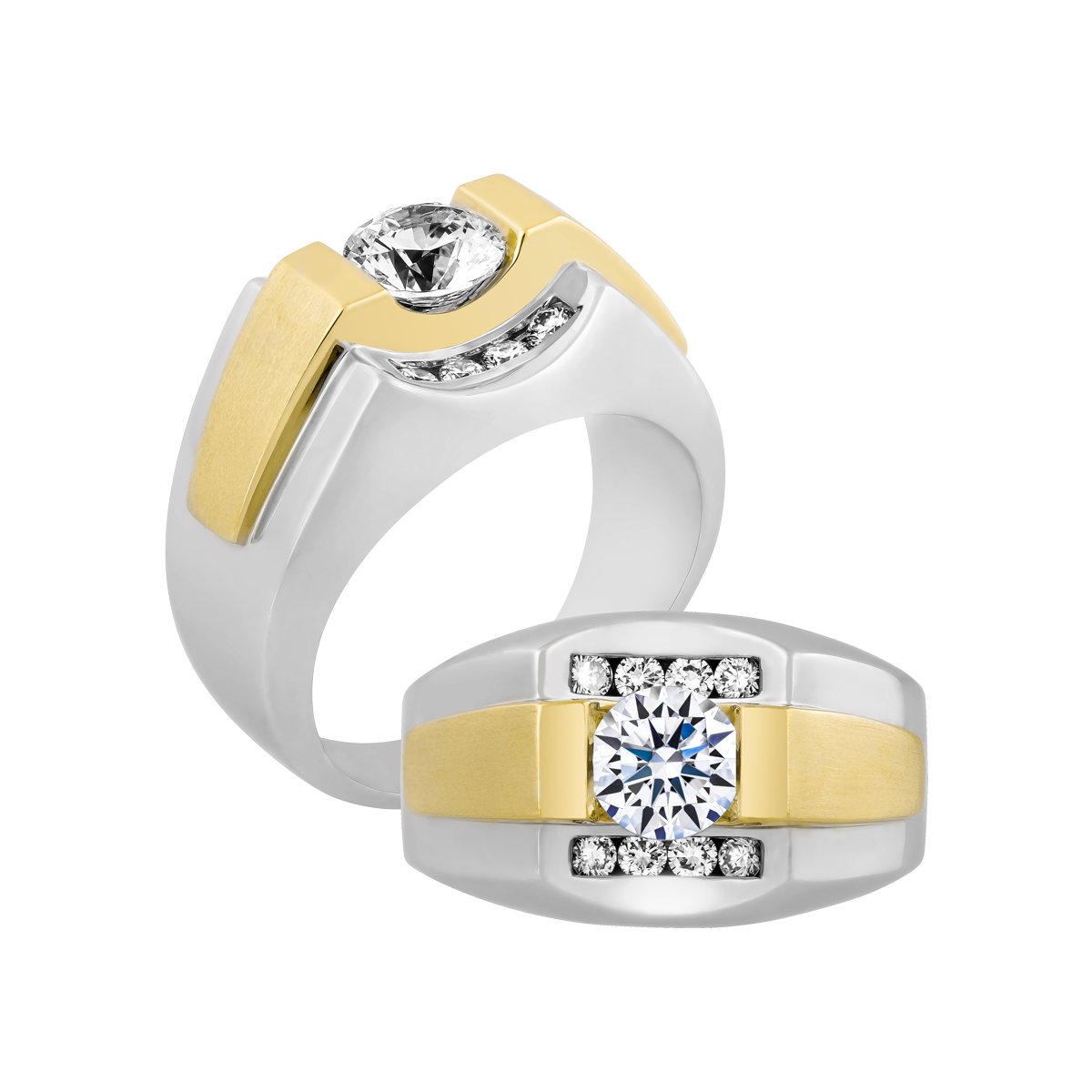 Ổ nhẫn nam kim cương tấm vàng 14K Rolan N2 5C WY