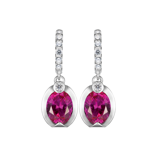 Hoa tai đính đá màu Ruby vàng 10K Lusita S.Rub