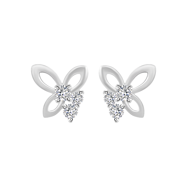 Hoa tai kim cương viên vàng 14K Kaporo