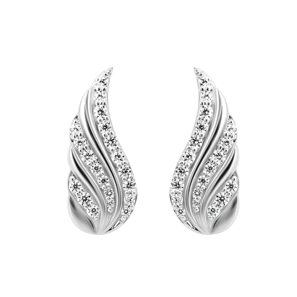 Hoa tai đính đá CZ vàng 14K Swans