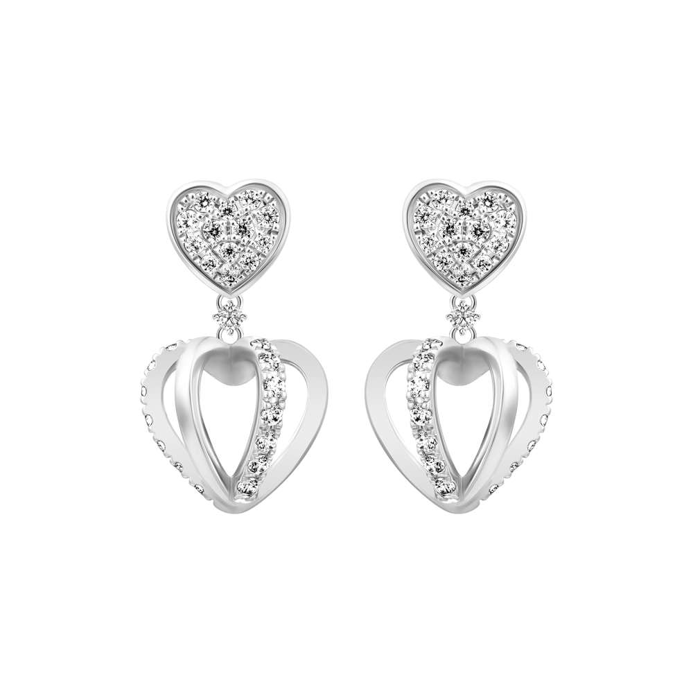 Hoa tai đính đá CZ vàng 10K Heart baloon N