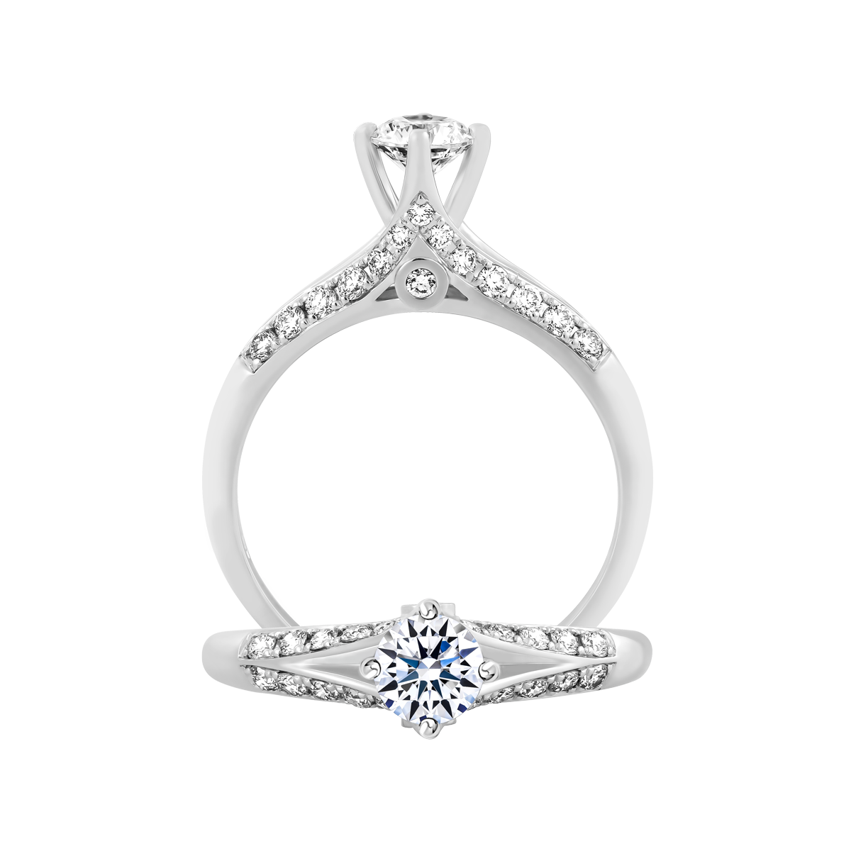 Nhẫn nữ kim cương 8 Hearts & Arrows vàng 14K Jacinda H&A 3C