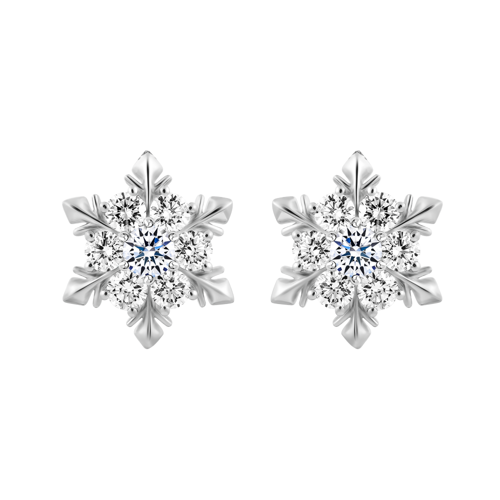 Hoa tai đính đá CZ vàng 14K Snowing 5p