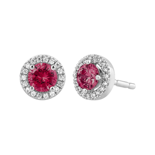 Hoa tai đính đá màu Ruby vàng 10K Waddle RD S.RUB