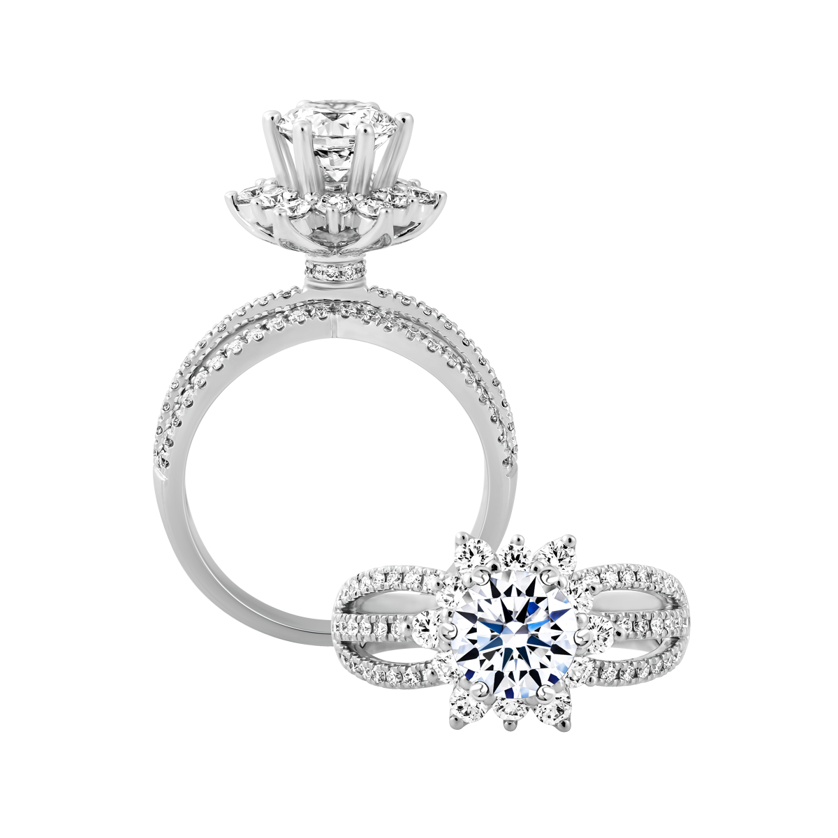 Ổ nhẫn nữ kim cương tấm vàng 14K Enimeat 1CT