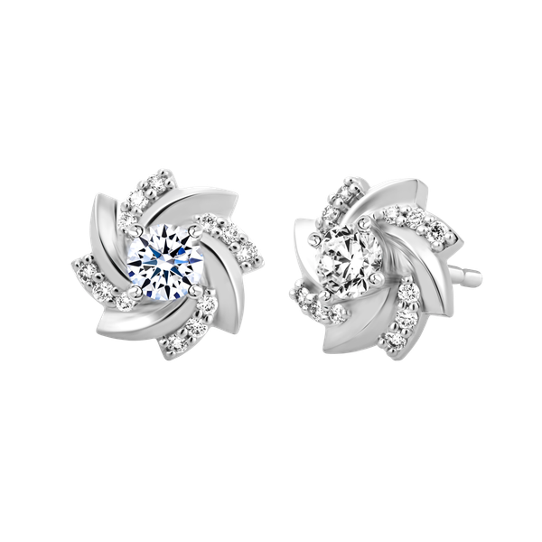 Hoa tai kim cương 8 Hearts & Arrows vàng 14K Zinia H&A 2C