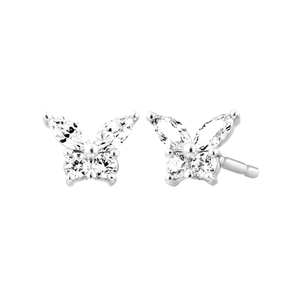 Hoa tai đính đá CZ vàng 14K Elanial S