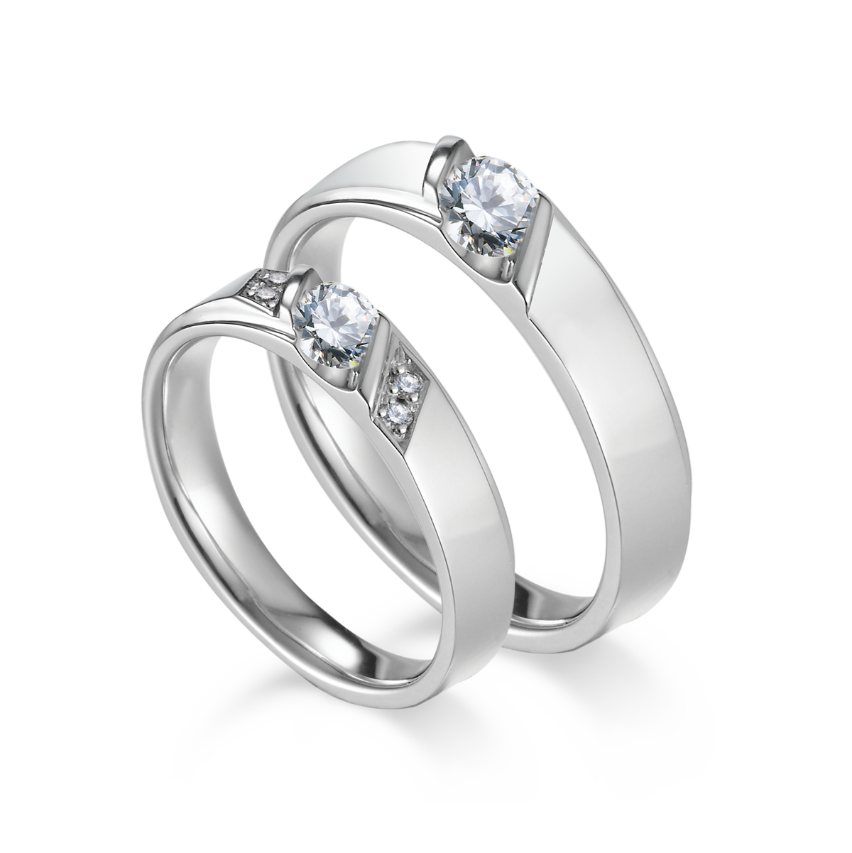 Nhẫn cưới nam kim cương vàng 18K Damsel 10p M