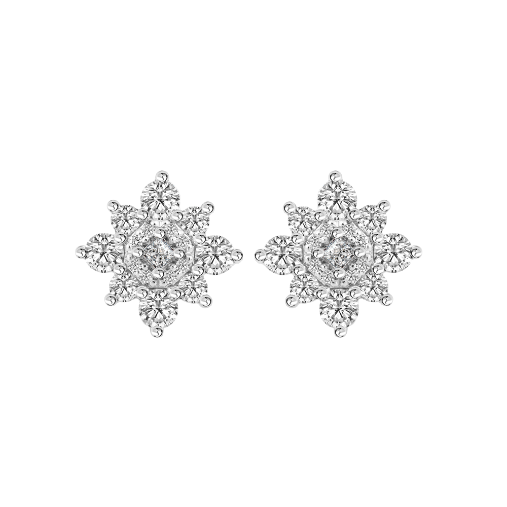 Hoa tai đính đá CZ vàng 18K Rising