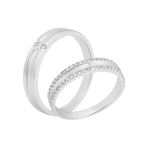 Nhẫn cưới nam kim cương viên vàng 14K Timeless M