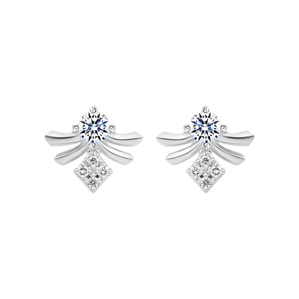 Hoa tai kim cương vàng 14K Dancing S 5P