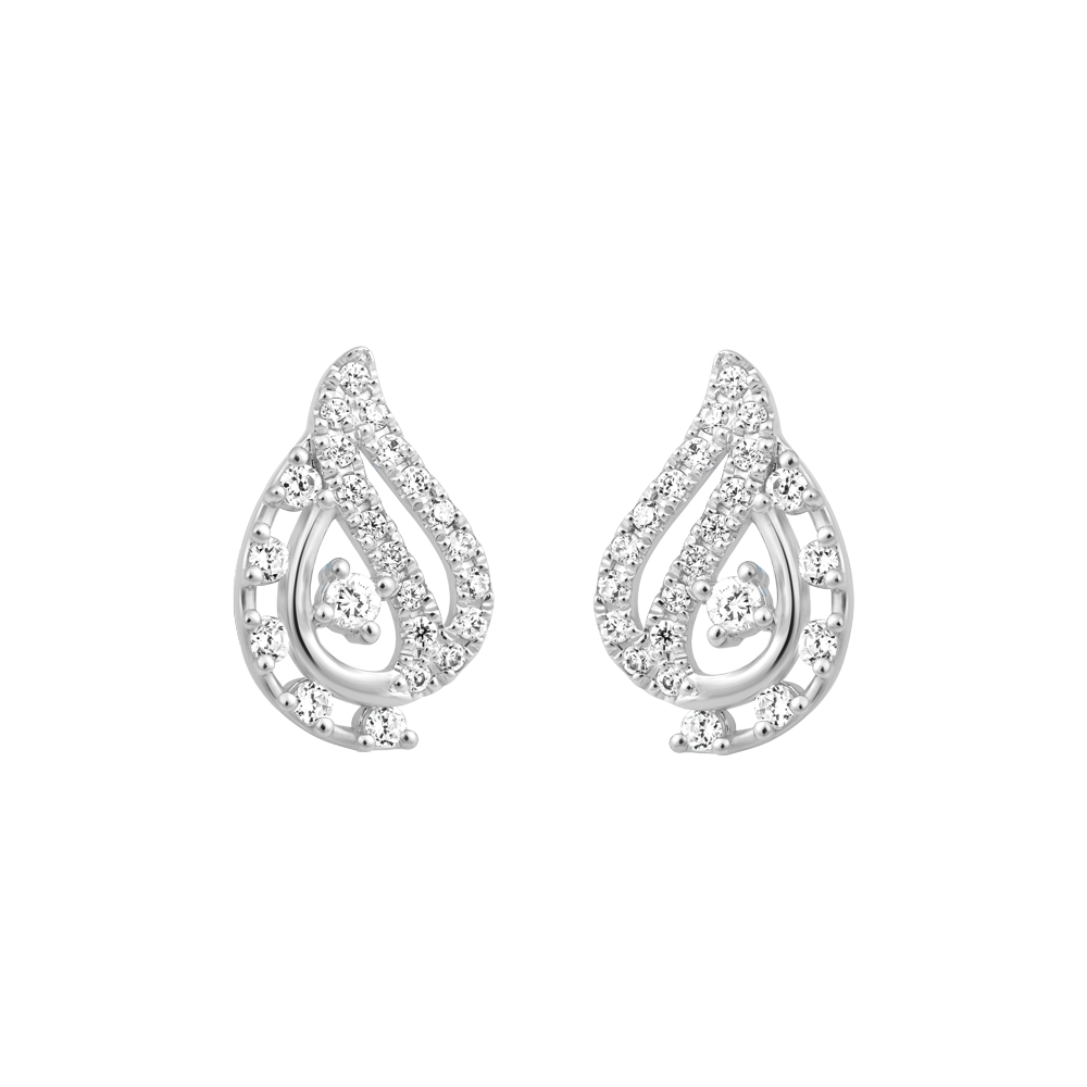 Hoa tai đính đá CZ vàng 18K Dewdrop