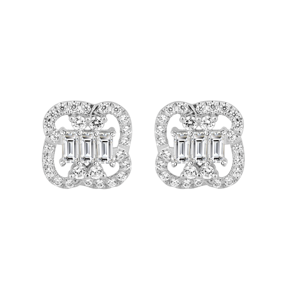 Hoa tai đính đá CZ vàng 18K Happinest