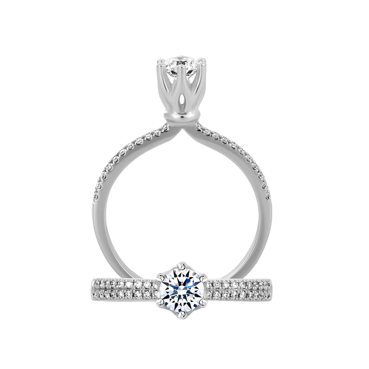 Nhẫn nữ kim cương 8 Hearts & Arrows vàng 14K Enliven H&A 3C