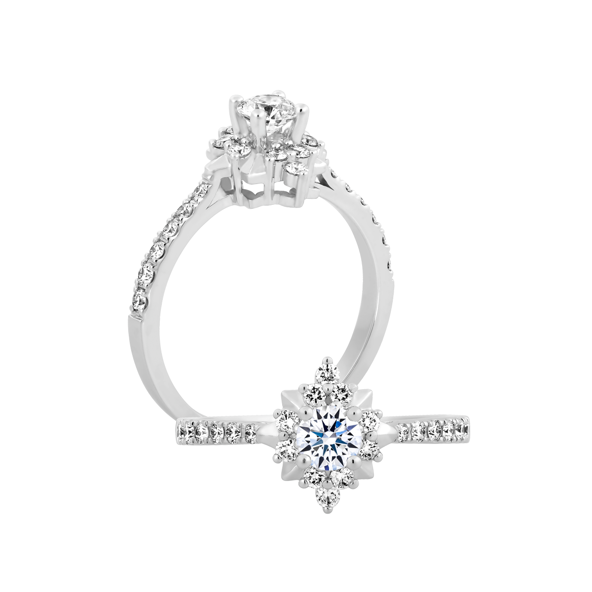 Nhẫn nữ kim cương 8 Hearts & Arrows vàng 14K Misaki H&A 2C
