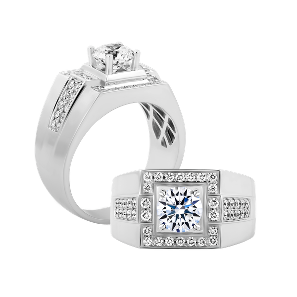 Nhẫn nam kim cương tấm vàng 14K Athlete 1CT W