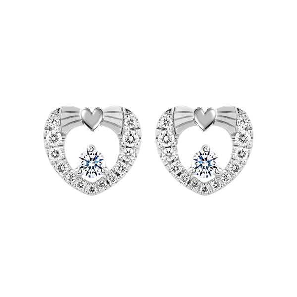 Hoa tai đính đá CZ vàng 14K Flaring Heart 5p