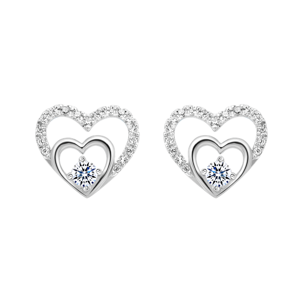 Hoa tai đính đá CZ vàng 18K Heartenly 5p