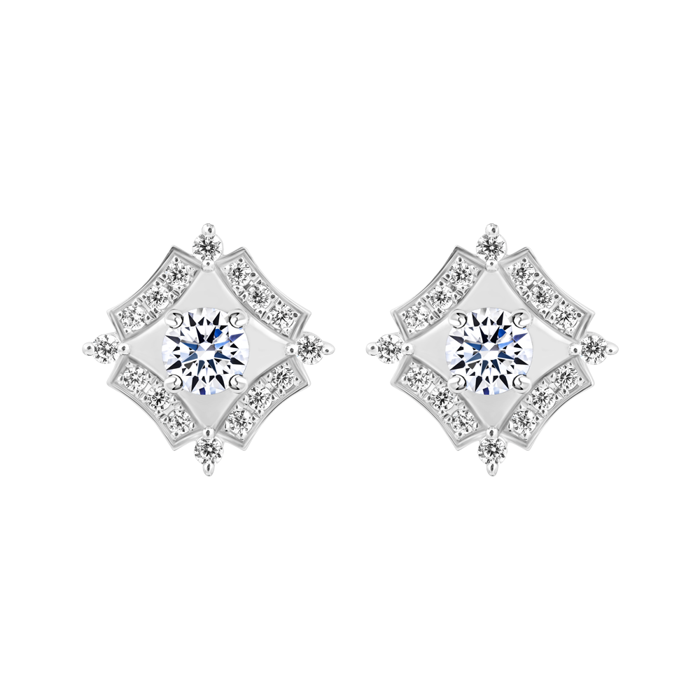 Hoa tai đính đá CZ vàng 14K Plain N 2C