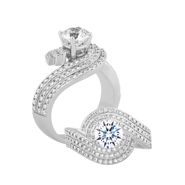 Ổ nhẫn nữ kim cương tấm vàng 14K Zigzagging N 5C