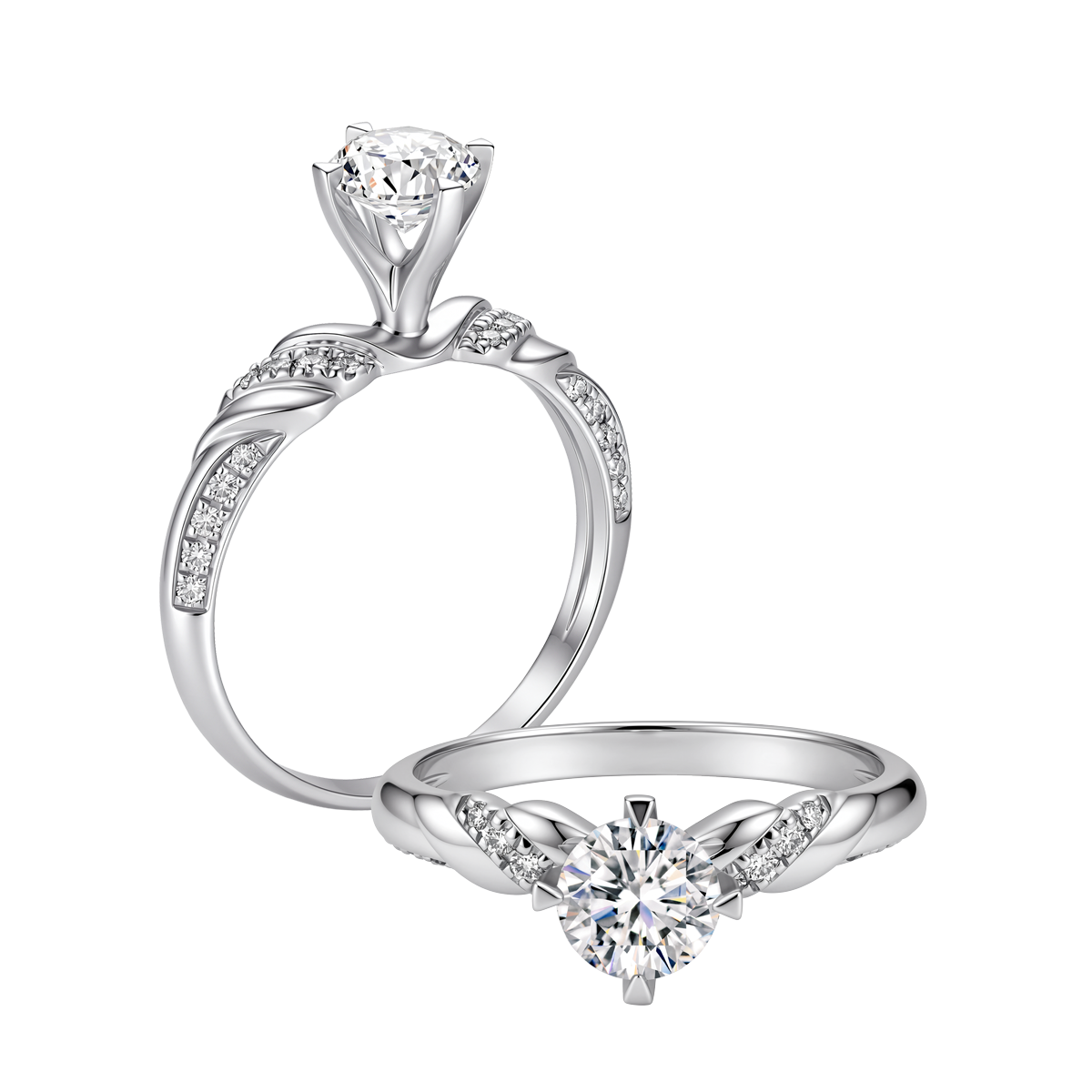 Ổ nhẫn nữ kim cương tấm vàng 14K Eluttering 5C