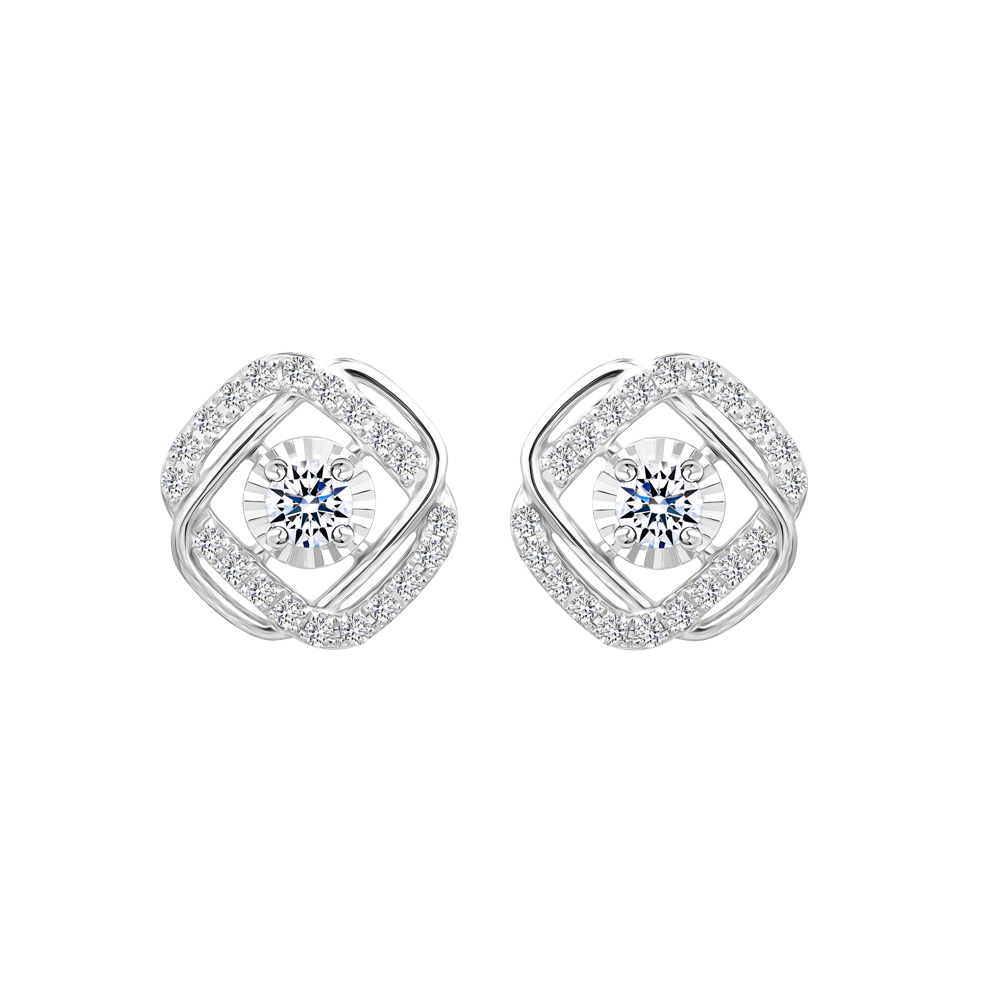 Hoa tai kim cương viên vàng 14K Findy