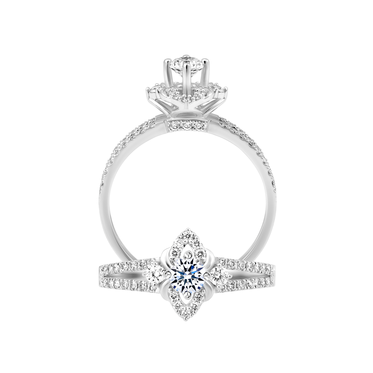 Nhẫn nữ kim cương 8 Hearts & Arrows vàng 14K Glister H&A 2C GVRG0286734