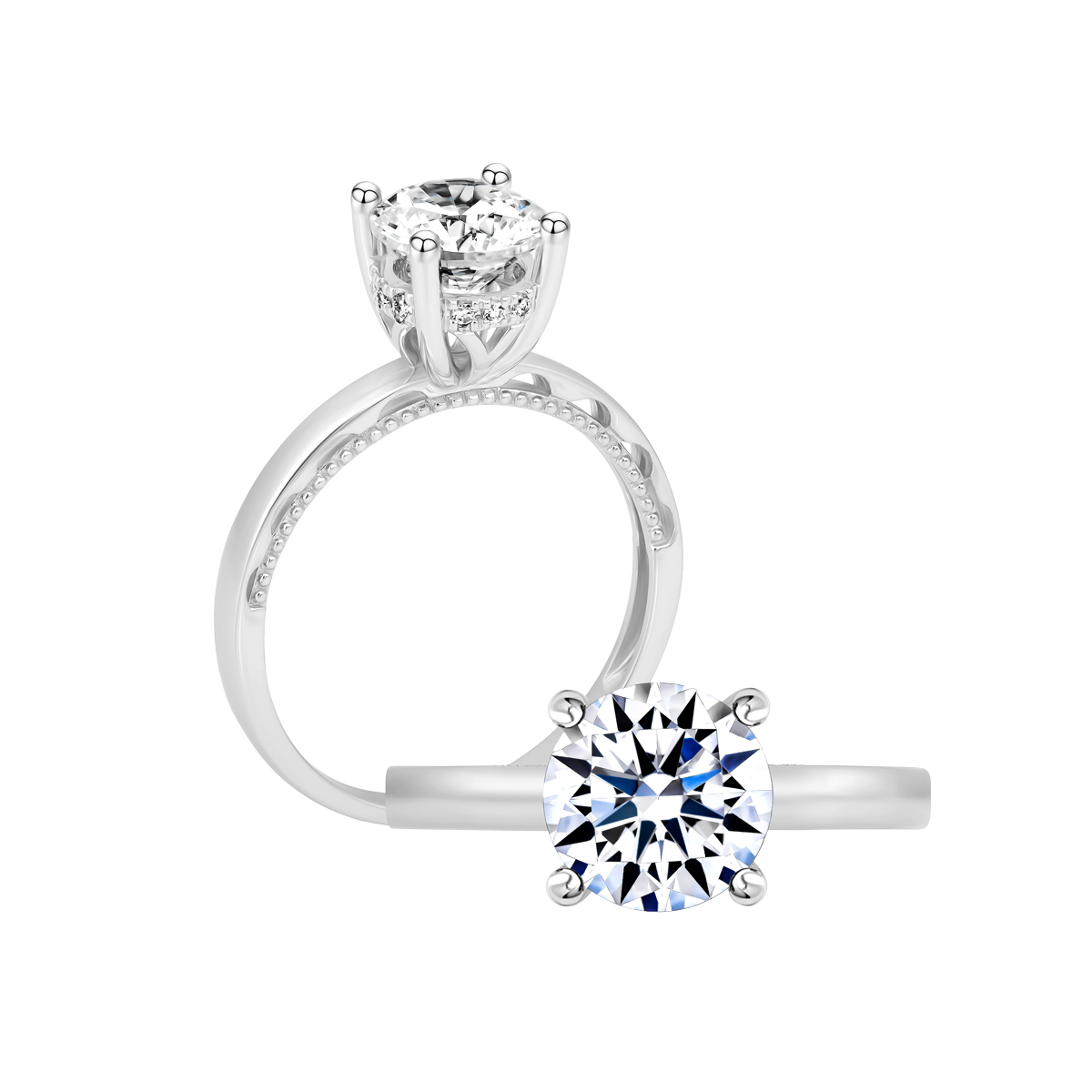 Ổ nhẫn nữ kim cương tấm vàng 14K Monas 1.5CT
