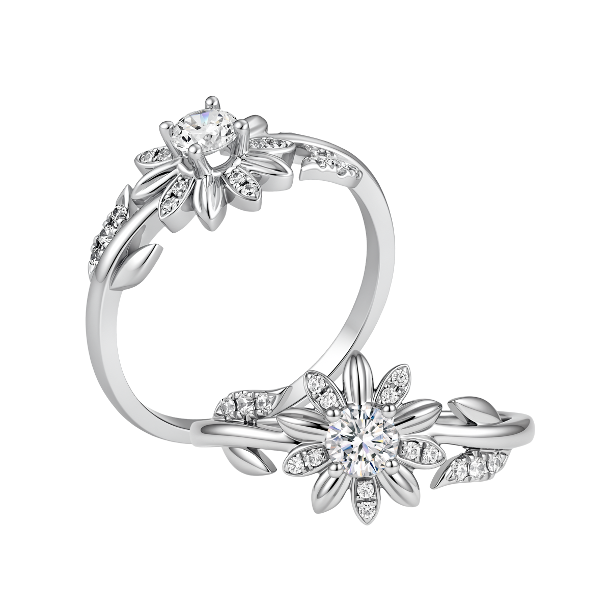 Nhẫn nữ đính đá CZ vàng 10K Roseship 2C