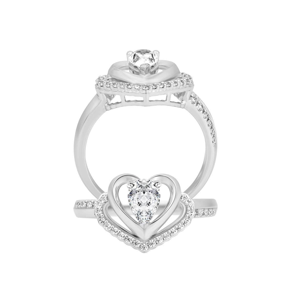 Nhẫn nữ đính đá CZ vàng 14K Lighting heart