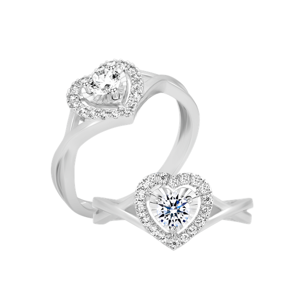 Nhẫn nữ kim cương 8 Hearts & Arrows vàng 14K Heartest H&A 2C