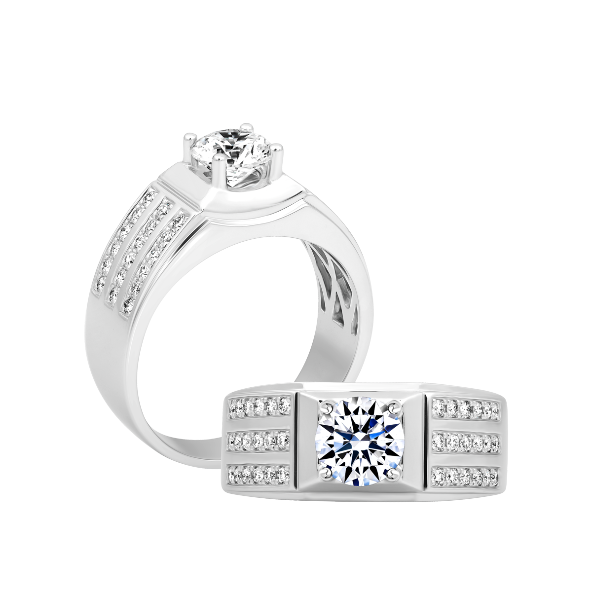 Ổ nhẫn nam kim cương tấm vàng 14K Averon 1CT W